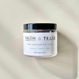  Sweet Glow Sugar Body Scrub - Rose, Chamomile & Hemp - 200 ml. Exfoliates, nourishes, and brightens skin. Holistic SPA ritual.