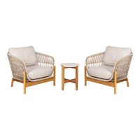 Terracina Garden Set - Side Table and 2 Lounge Chairs - Brown/Beige, Acacia
