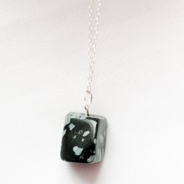 Snowflake Obsidian Sterling Silver Necklace, Raw Gemstone Necklace, Heart Pendant Necklace, Gemstone Necklace, Sterling Silver Necklace | by nlanlaVictory