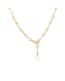A delicate gold-tone star pendant necklace with a chain of linked stars.