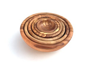 Set van 6 kommen ROND gemaakt van olijfhout