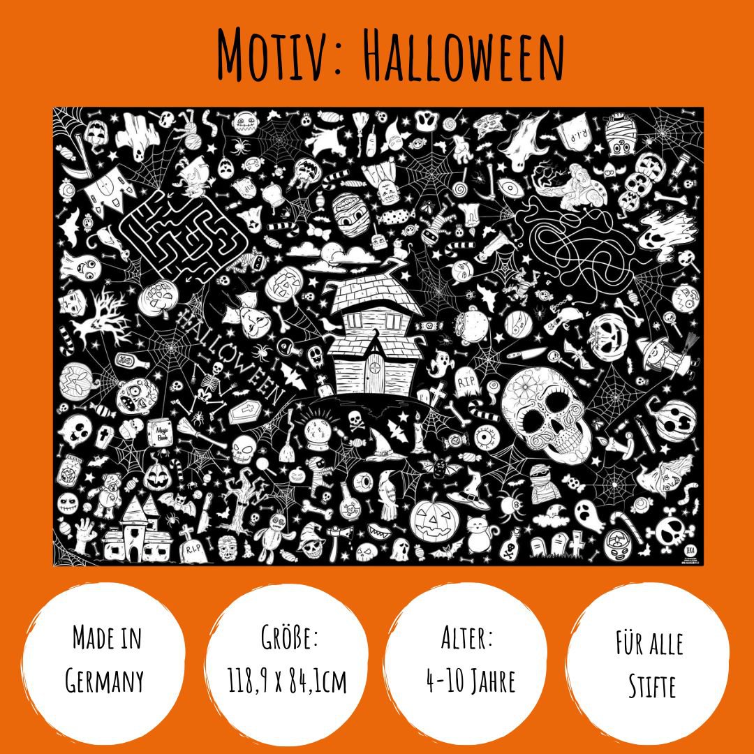 Ausmal-Tischdecke aus Papier - Motiv "Halloween"