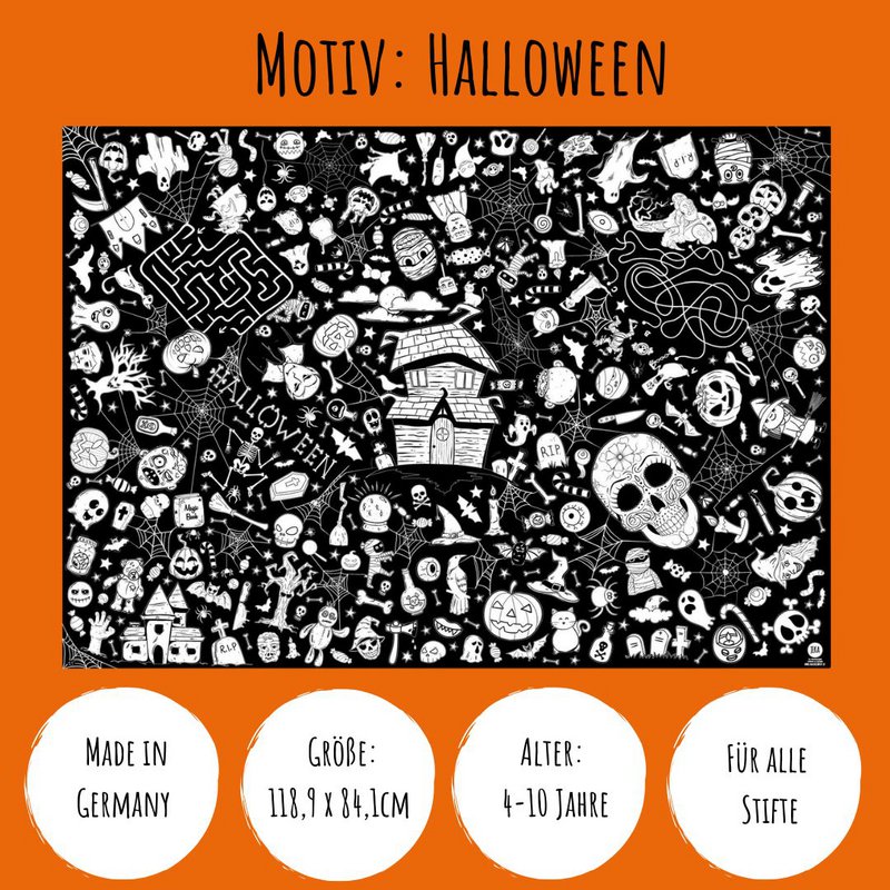 Ausmal-Tischdecke aus Papier - Motiv "Halloween"