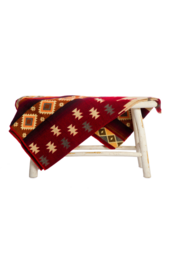 Vibrant red and yellow patterned alpaca mini blanket with native Ecuadorian design, perfect for throws or decorative accents.