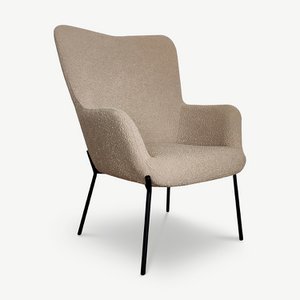 Dublin Boucle Lounge Chair, Dark Beige