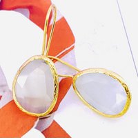 Earrings cateye stone white