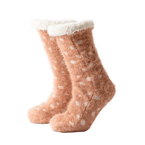 DOT - Home socks- non-slip - with sherpa lining - size 36/43 - Muted Clay - multicolour