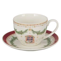 Porcelain cup with saucer Happy Holidays 250 ml