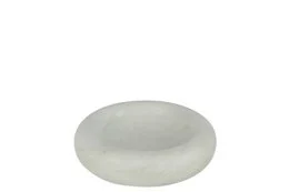 Small round low bowl made of white marble stone.