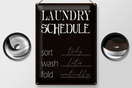Tin sign saying 30x40cm laundry schedule sort tody wash