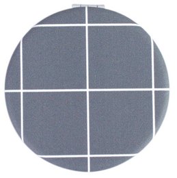 Compact two-sided pocket mirror with a perfect grid design. Ideal for makeup application and touch-ups on the go.