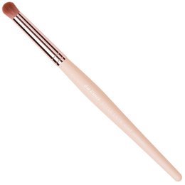 Small blush brush with wooden handle for applying makeup. Soft bristles in a tapered shape for precise application.