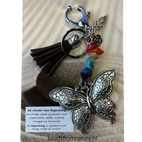 Taschenschlüsselanhänger Schmetterling Regenbogenfarben