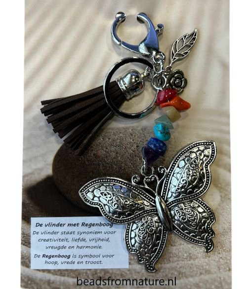 Taschenschlüsselanhänger Schmetterling Regenbogenfarben