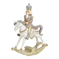 Hobbelpaard met notenkraker van poly wit, beige (B/H/D) 14x19x5cm