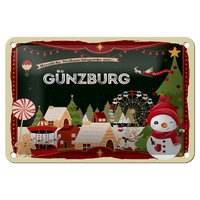 Blechschild Weihnachten Grüße GÜNZBURG Geschenk Dekoration  18x12cm