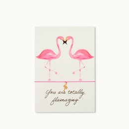 Flamingo-themed friendship card with the text "You are totally flamazing" on a white background.