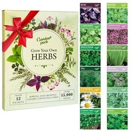 Grow Your Own Herbs Kit - A comprehensive kit with 12 different herb seeds, including basil, thyme, rosemary, and more. Ideal for indoor or outdoor gardening, this kit provides everything needed to start growing a variety of fresh herbs at home.