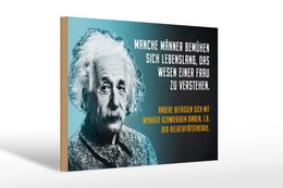  "Wooden wall sign Einstein quote blue turquoise portrait typography inspirational"