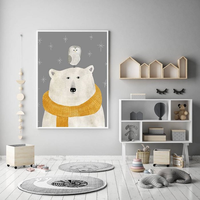 Kinderkamer poster beer + uil