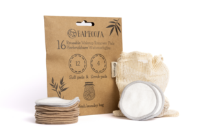 Reusable bamboo make-up pads (16 pieces) + laundry bag