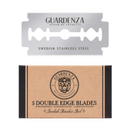 Pack of 5 double edge razor blades made of Swedish stainless steel.