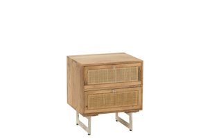J-Line Nachttisch Rattan Mangoholz Natur