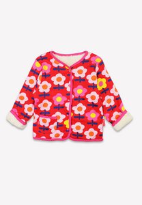 Bio-Baumwoll Kinder Fleece Sweatjacke zum Wenden mit Retro Blumen-Druck