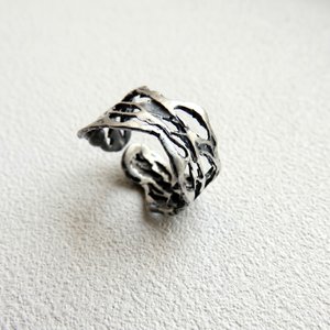 Oxidized Silver Adjustable Ring – Organic Openwork