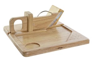 ROESTVRIJSTAAL RUBBERHOUT WORSTSCHIJF 29X29X10 NATUREL PC186258