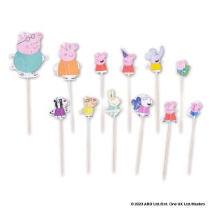 Set of 24 decorated wooden picks for parties and birthdays Dr. Oetker Peppa Pig