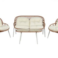 SOFA SET 4 RATAN SINTETICO METAL 130X76X83 BEIGE MB212027