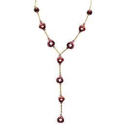 Y-Shaped Necklace with Enamel Knots