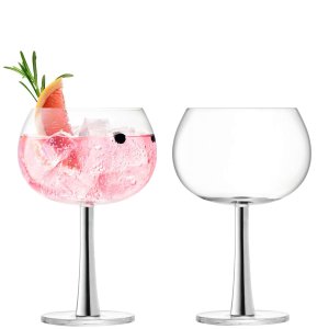L.S.A. - Gin Balloon Glas 420 ml Set van 2 Stuks - Zilver