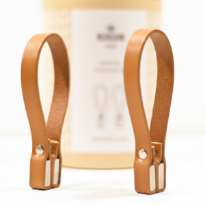 Magnetische handdoekhouder in leer, natuurlijke kleur, 2-pack