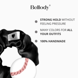 Seiden-Scrunchie Schwarz – Bellody® elegante Seide & starker Halt (1 Stück)