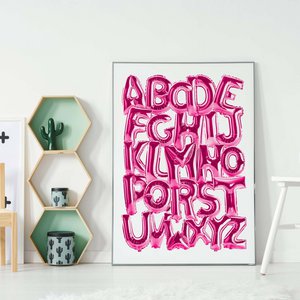 Folie ballonnen alfabet educatieve roze print