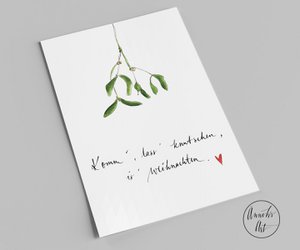 Postcard | Christmas card | Love card | Mistletoe | with saying