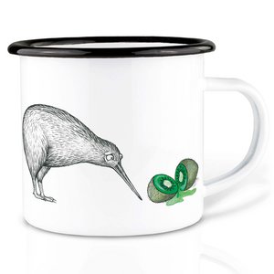 Emailletasse – Zwei Kiwis