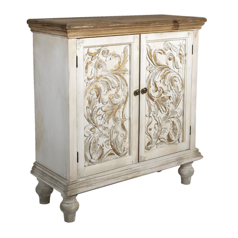 Dressoir Wit Bruin, Hout 91x38x100 cm