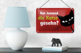 Tin sign saying 18x12cm did someone see a cat gift decoration