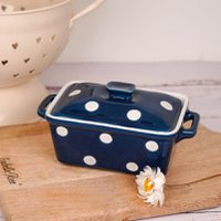 Dark blue butter dish with dots Isabelle Rose