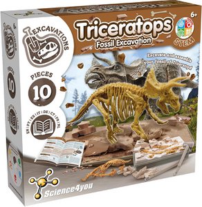 Science4you - Triceratops-Fossilien-Ausgrabungsset für Kinder ab 6 Jahren - Graben und montieren Sie 10 Triceratops-Fossilien - Ideales Dinosaurier-Ausgrabungsset Spielzeug, Archäologie- und Paläontologie-Sets für Kinder ab 6 Jahren