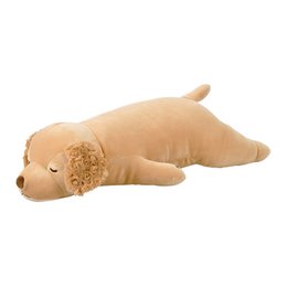 Large plush golden retriever dog toy, soft and cuddly, perfect for Valentine's Day gift.