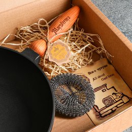 Ghisa padella frittura - Ø 28 x 6 cm - padella in ghisa per tutte le sorgenti di calore - manico in legno - PFAS gratuito - nero