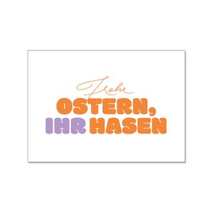 Postkarte quer, Frohe Ostern ihr Hasen