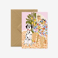 Lady And Dalmatian - Greeting Card