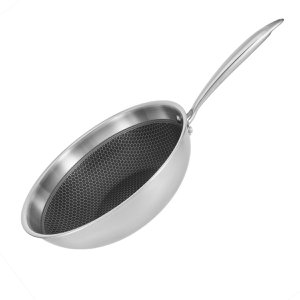 RESTO Achird Wokpan 28 cm – TRI-PLY RVS Wok – Inductie Geschikt – PFAS/PTFE Vrij – Honingraat Anti-aanbaklaag – Professionele Wokpan