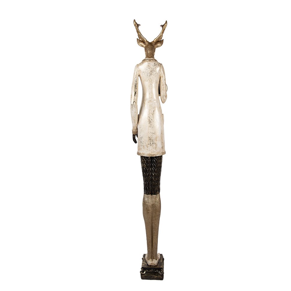 Kerstdecoratie Beeld Hert 27x21x160 cm Beige Kunststof Klok