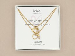 Moeder dochter ketting set, goud stainless steel